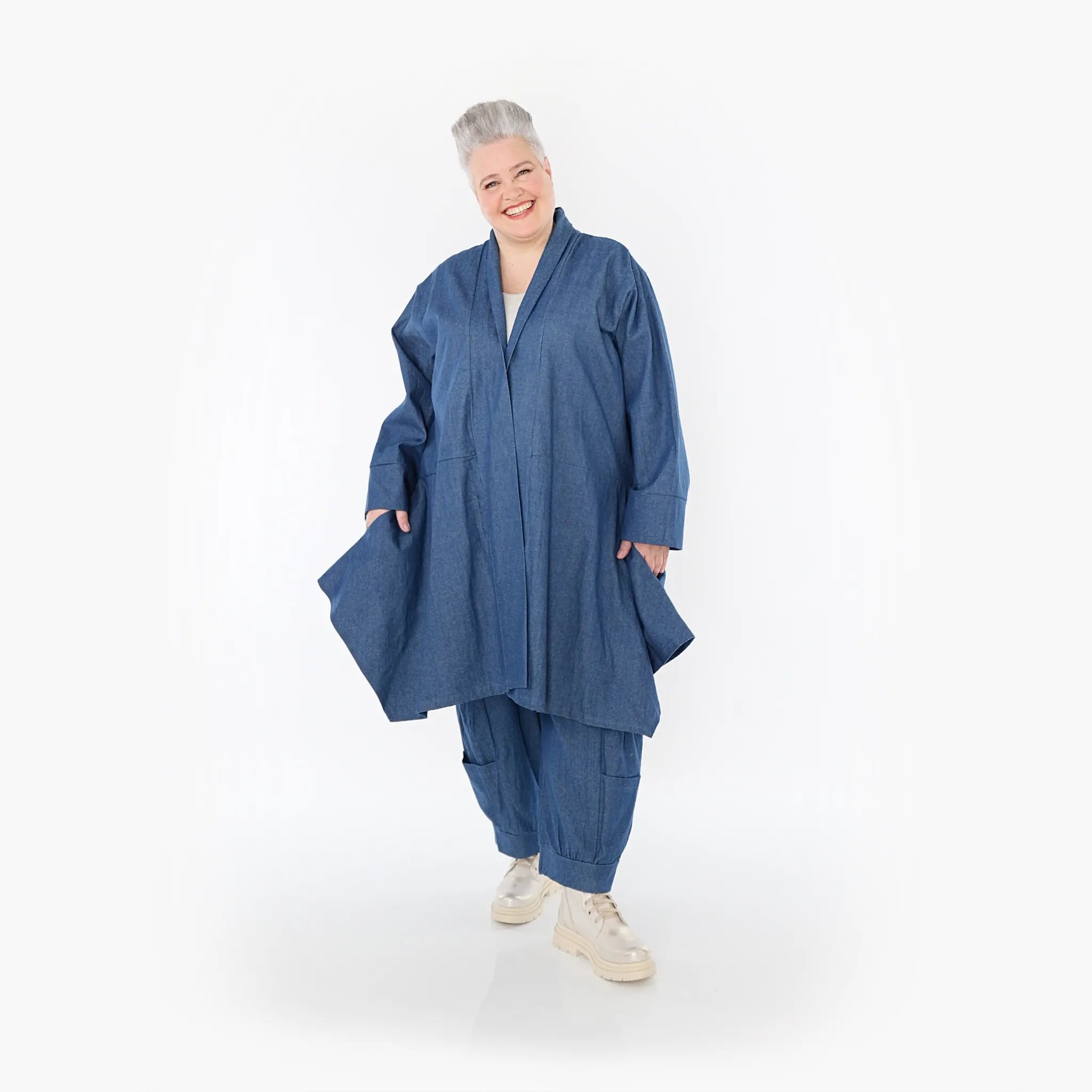  A-Form Cardigan von AKH Fashion aus Polyester, 1466.07040, Jeansblau, Ausgefallen, Zeitlos