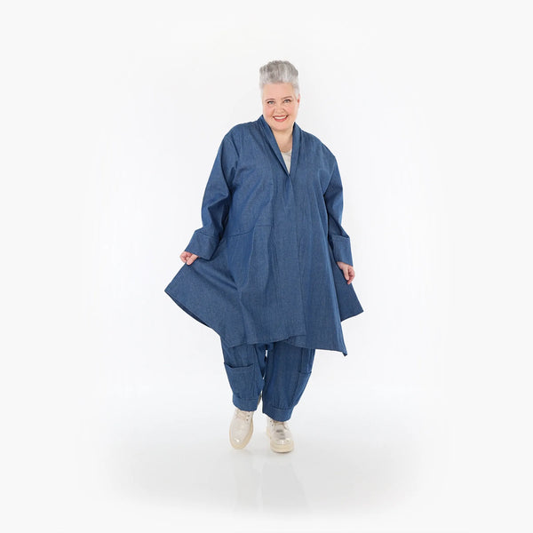  A-Form Cardigan von AKH Fashion aus Polyester, 1466.07040, Jeansblau, Ausgefallen, Zeitlos