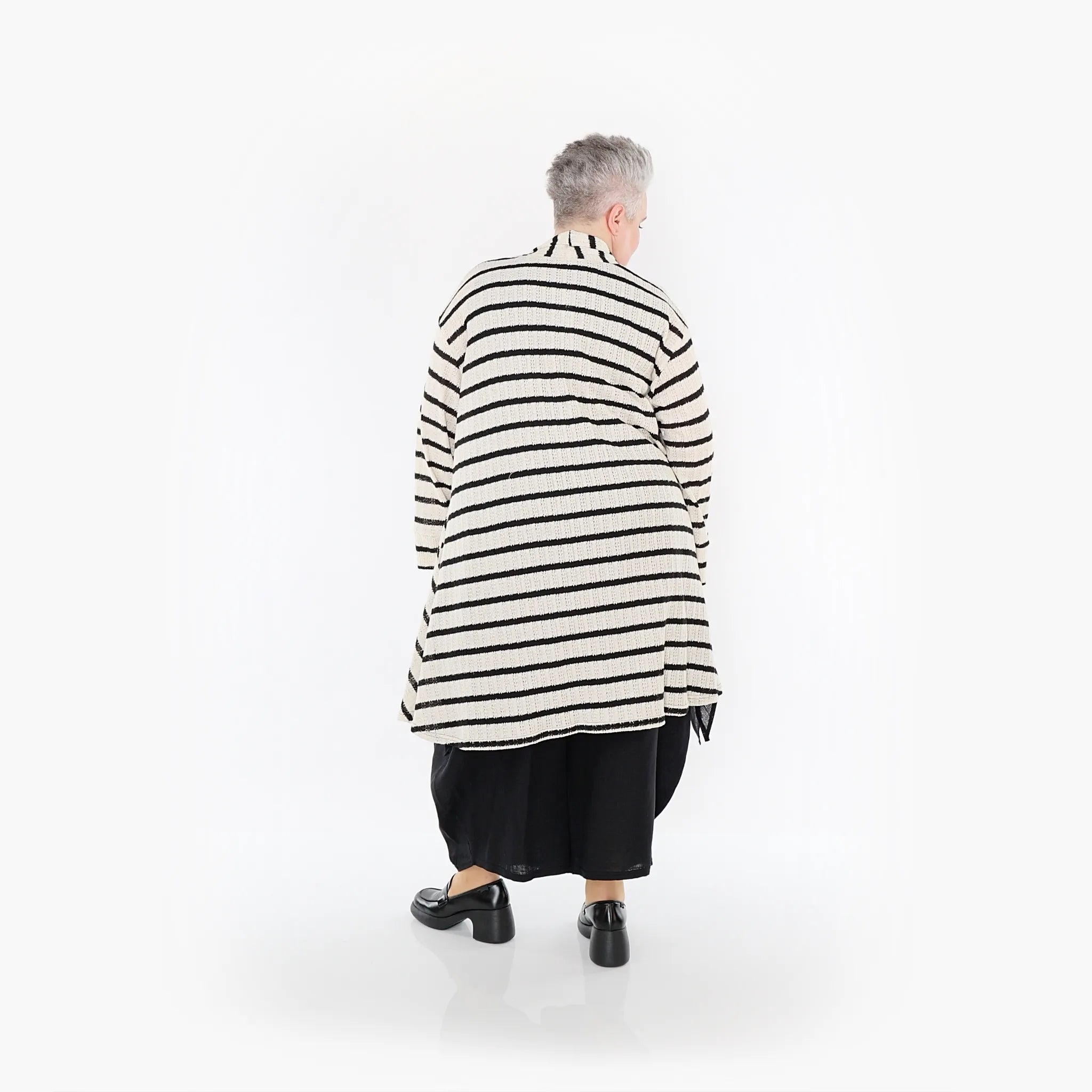  A-Form Cardigan von AKH Fashion aus Baumwolle, 1467.07040, Beige/Schwarz, Streifen, Schick