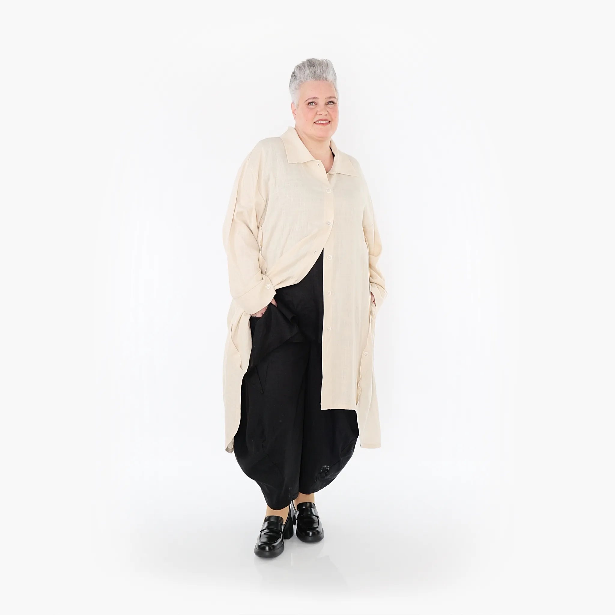  A-Form Mantel von AKH Fashion aus Viskose, 1468.07057, Beige, Ausgefallen, Zeitlos, Schick