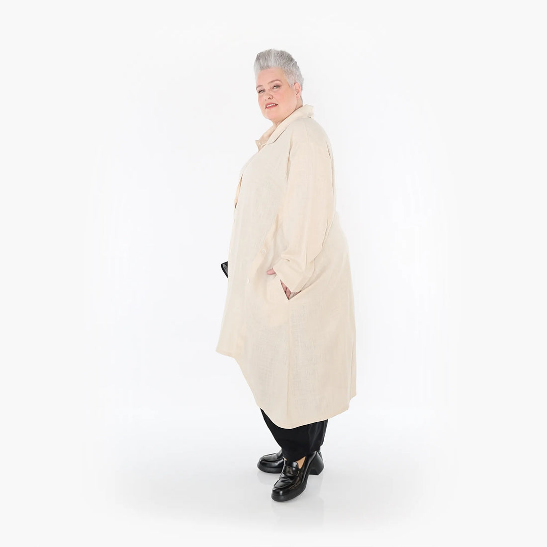  A-Form Mantel von AKH Fashion aus Viskose, 1468.07057, Beige, Ausgefallen, Zeitlos, Schick