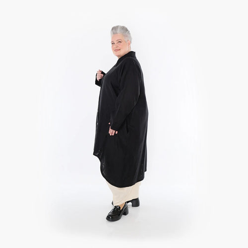  A-Form Mantel von AKH Fashion aus Viskose, 1468.07057, Schwarz, Ausgefallen, Zeitlos