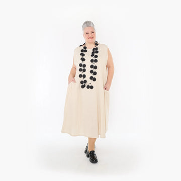  A-Form Kleid von AKH Fashion aus Viskose, 1468.07058, Beige, Ausgefallen, Zeitlos, Schick