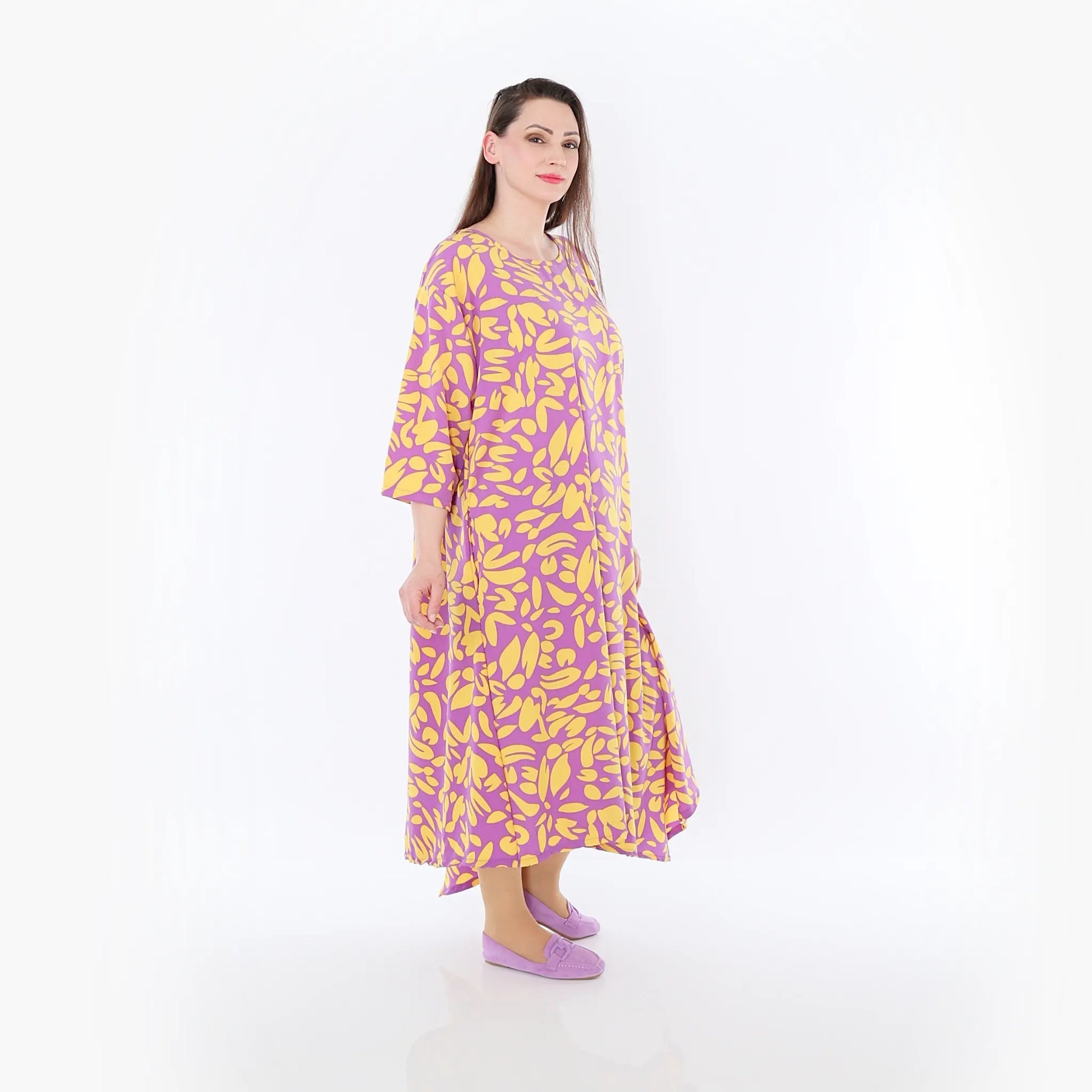  Ballonkleid von AKH Fashion aus Viskose, 1470.01927, Flieder/Gelb, Blumen, Ausgefallen
