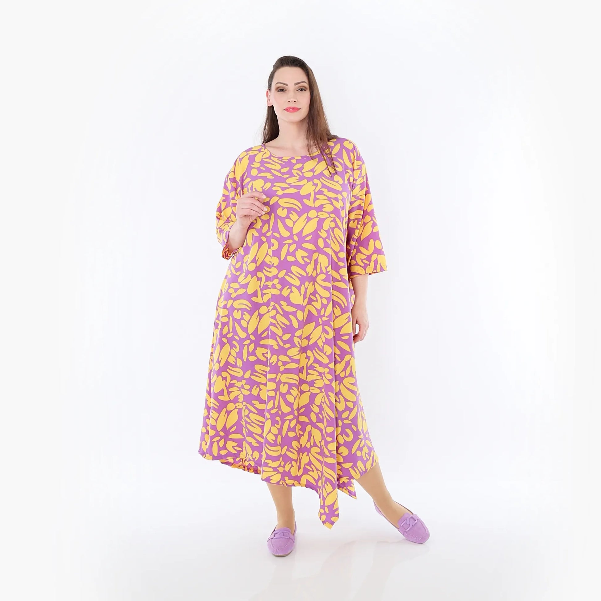  Ballonkleid von AKH Fashion aus Viskose, 1470.01927, Flieder/Gelb, Blumen, Ausgefallen