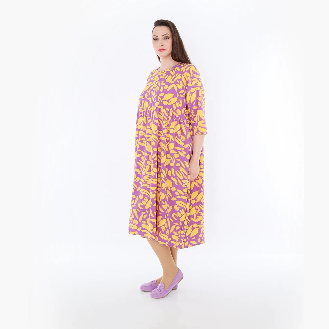  Ballonkleid von AKH Fashion aus Viskose, 1470.06698, Flieder/Gelb, Blumen, Ausgefallen