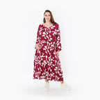  Ballonkleid von AKH Fashion aus Viskose, 1471.07064, Weinrot/Weiß, Muster, Ausgefallen