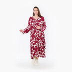  Ballonkleid von AKH Fashion aus Viskose, 1471.07064, Weinrot/Weiß, Muster, Ausgefallen