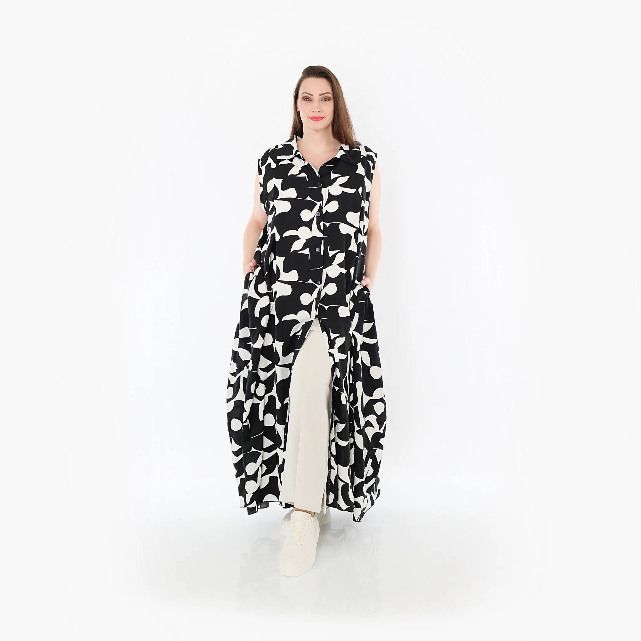  Ballon Weste von AKH Fashion aus Viskose, 1471.07066, Schwarz/Weiß, Muster, Ausgefallen