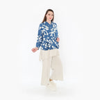  AKH Fashion Jacke in gerader Form, aus Viskose, 1471.07067, Blau/Weiß, Muster, Schick
