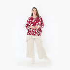  AKH Fashion Jacke in gerader Form, aus Viskose, 1471.07067, Weinrot/Weiß, Muster, Schick