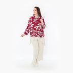  AKH Fashion Jacke in gerader Form, aus Viskose, 1471.07067, Weinrot/Weiß, Muster, Schick