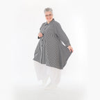  A-Form Bluse von AKH Fashion aus Baumwolle, 1472.06917, Anthrazit/Weiß, Streifen, Schick