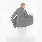  A-Form Bluse von AKH Fashion aus Baumwolle, 1472.06917, Anthrazit/Weiß, Streifen, Schick