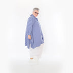  A-Form Bluse von AKH Fashion aus Baumwolle, 1472.06917, Blau/Weiß, Streifen, Ausgefallen