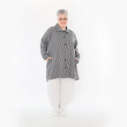  A-Form Bluse von AKH Fashion aus Baumwolle, 1472.07010, Anthrazit/Weiß, Streifen, Schick
