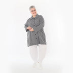  A-Form Bluse von AKH Fashion aus Baumwolle, 1472.07010, Anthrazit/Weiß, Streifen, Schick