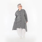  A-Form Bluse von AKH Fashion aus Baumwolle, 1472.07057, Anthrazit/Weiß, Streifen, Schick