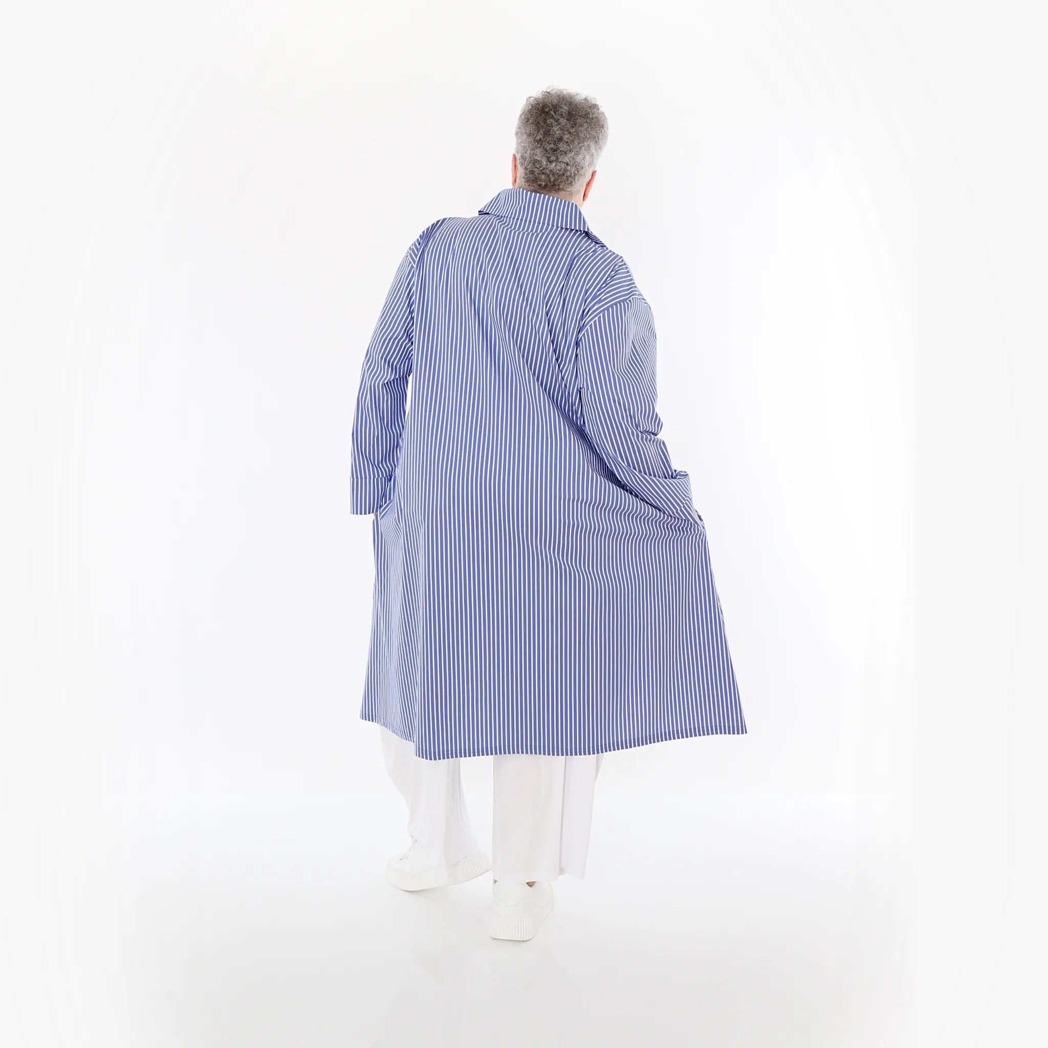  A-Form Bluse von AKH Fashion aus Baumwolle, 1472.07057, Blau/Weiß, Streifen, Ausgefallen