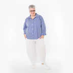  AKH Fashion Bluse in gerundeter Form, aus Baumwolle, 1472.07062, Blau/Weiß, Streifen