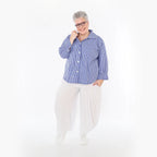  AKH Fashion Bluse in gerundeter Form, aus Baumwolle, 1472.07062, Blau/Weiß, Streifen