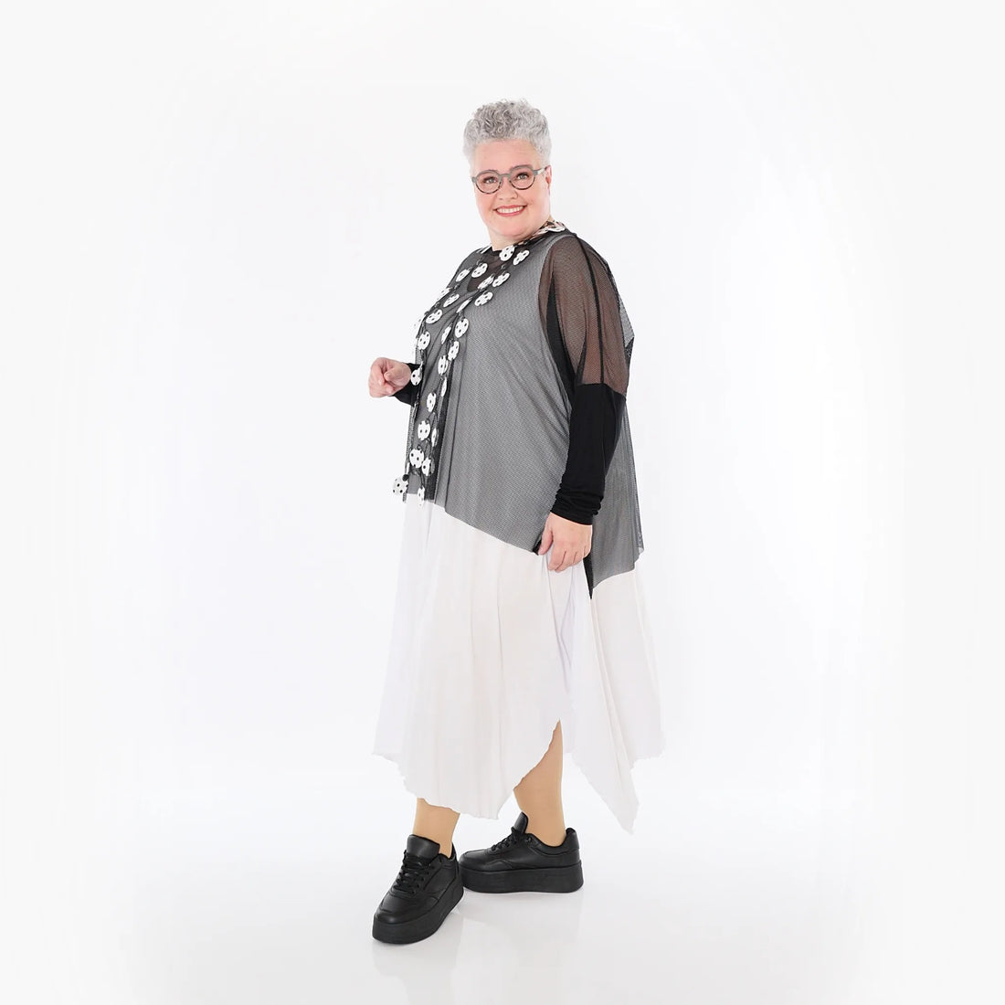  AKH Fashion Bigshirt in kastiger Form, aus Viskose, 1474.06721, Schwarz, Ausgefallen, Zeitlos