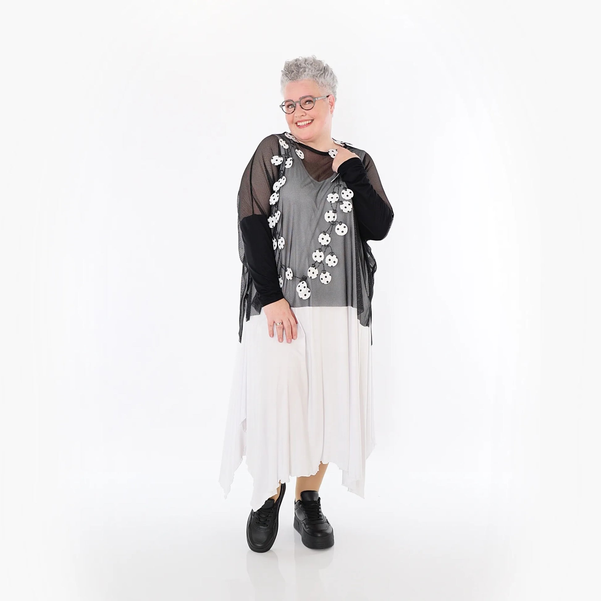  AKH Fashion Bigshirt in kastiger Form, aus Viskose, 1474.06721, Schwarz, Ausgefallen, Zeitlos