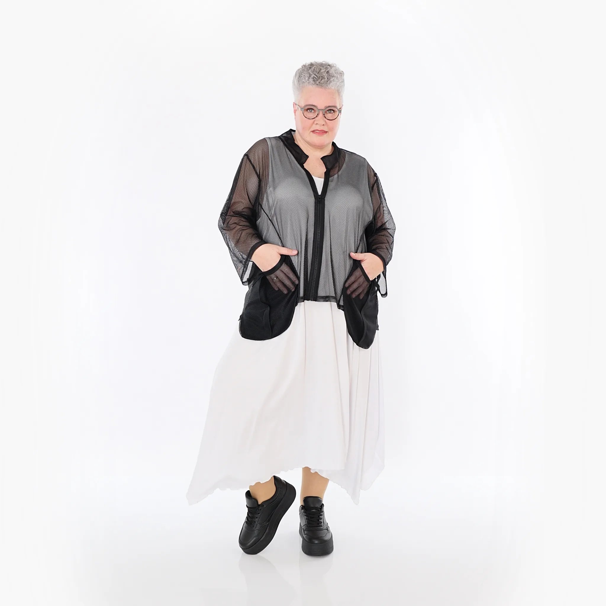  A-Form Jacke von AKH Fashion aus Viskose, 1474.06939, Schwarz, Ausgefallen, Zeitlos