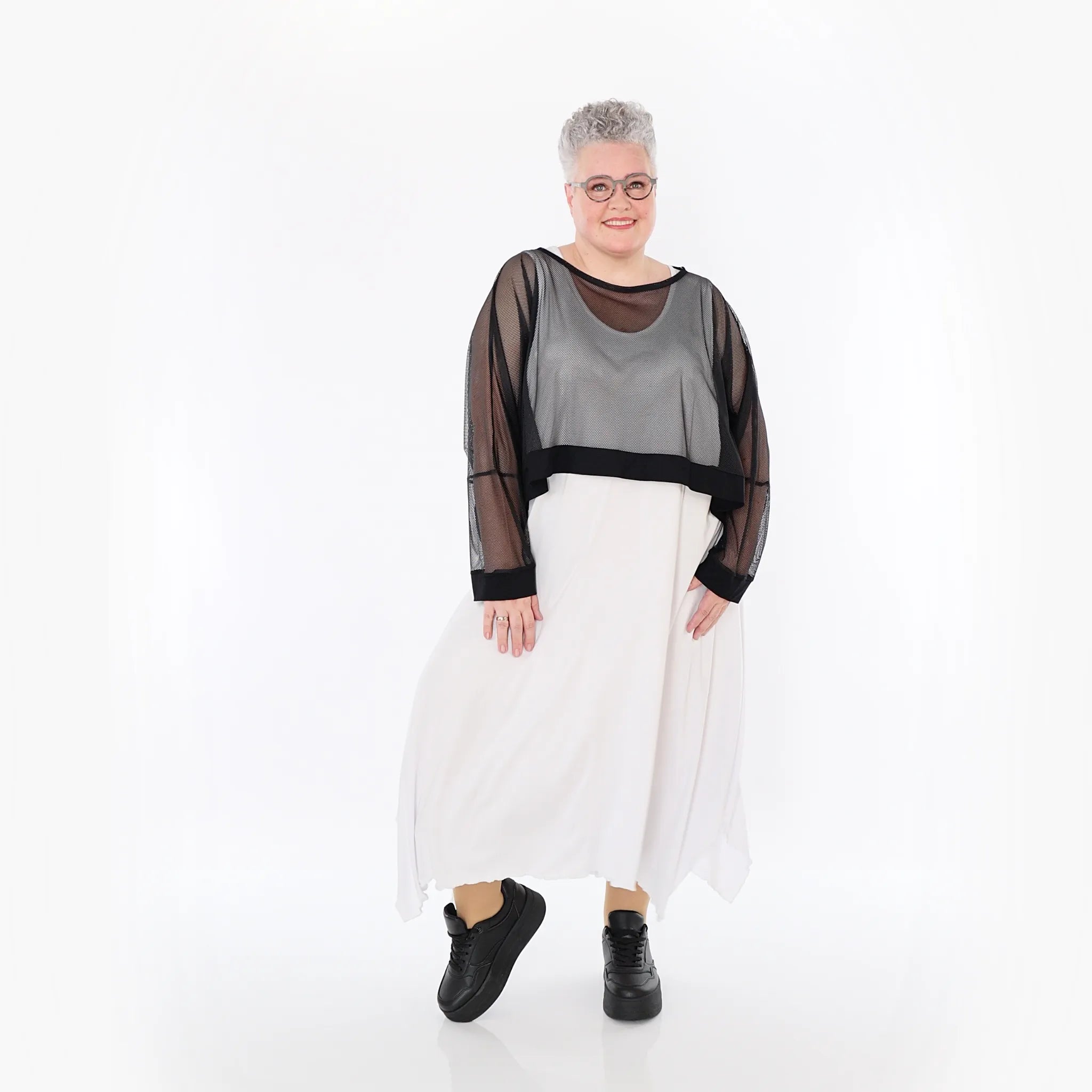  AKH Fashion Überwurf in kastiger Form, aus Viskose, 1474.07011, Schwarz, Ausgefallen