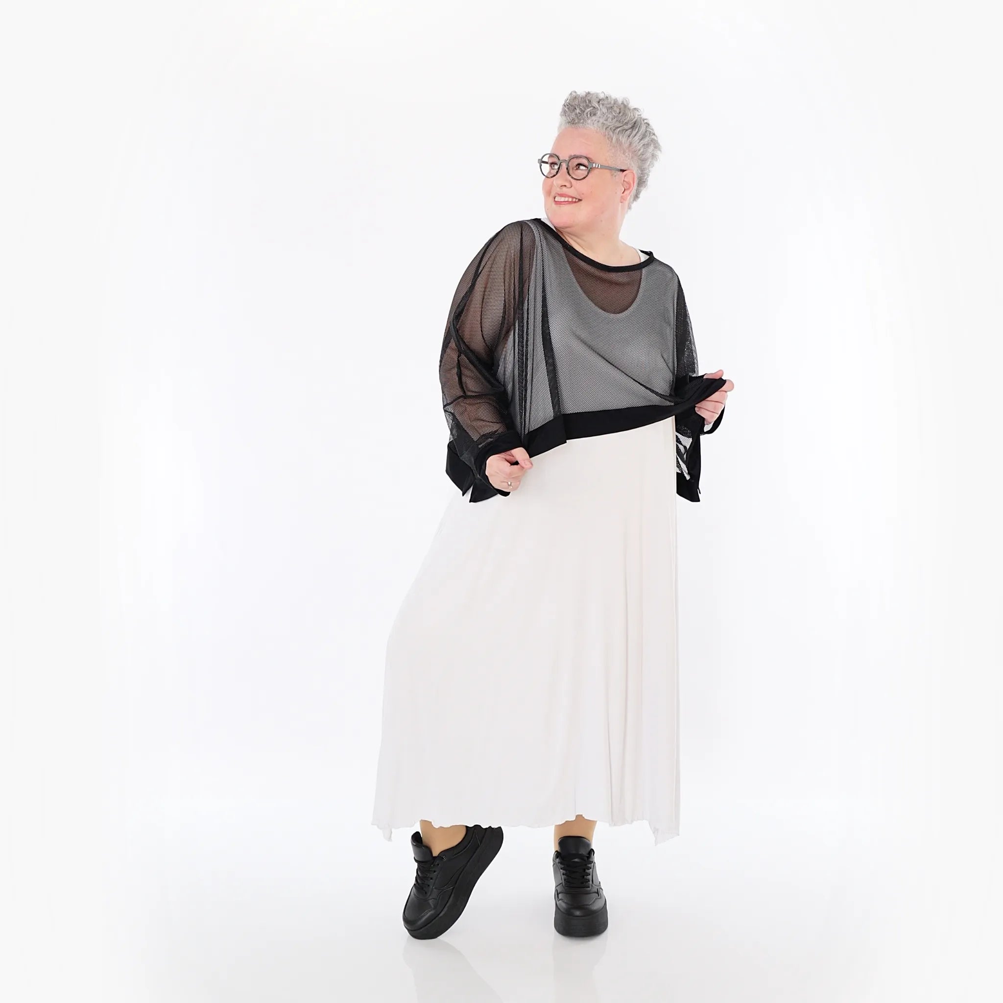  AKH Fashion Überwurf in kastiger Form, aus Viskose, 1474.07011, Schwarz, Ausgefallen