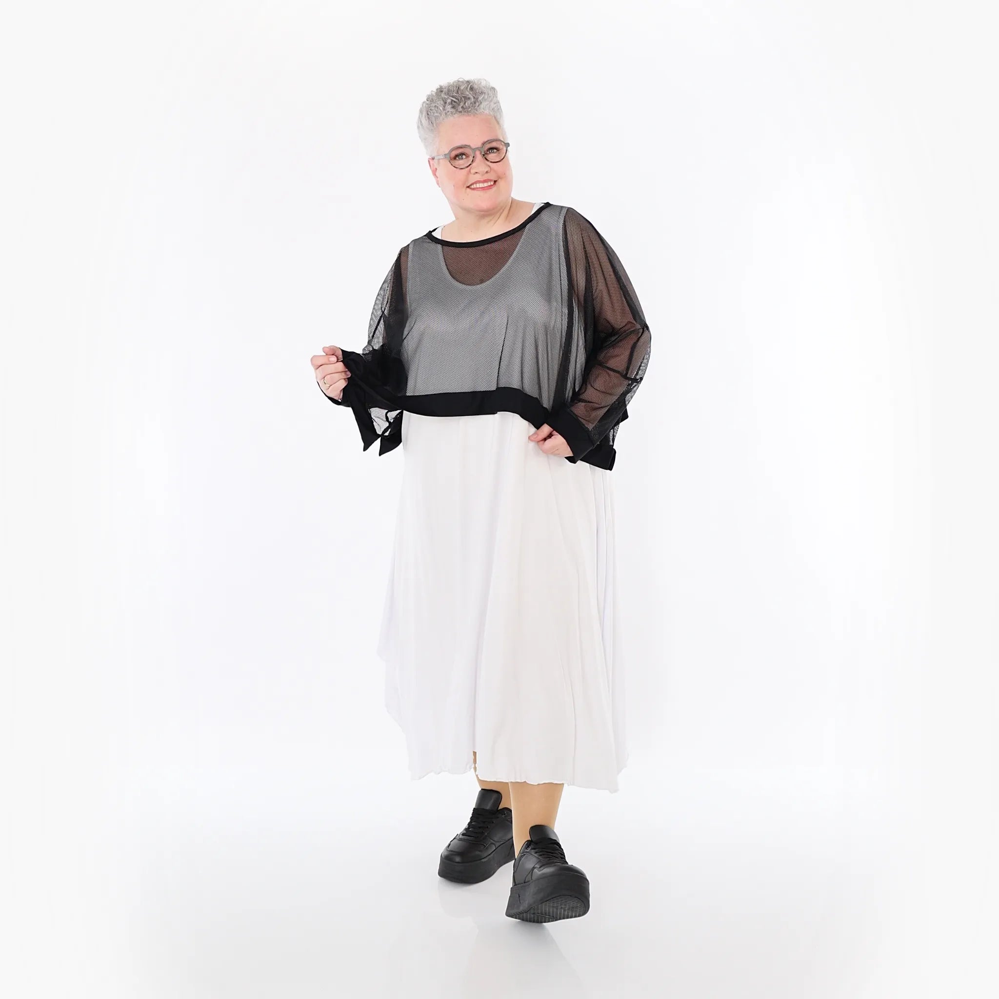  AKH Fashion Überwurf in kastiger Form, aus Viskose, 1474.07011, Schwarz, Ausgefallen