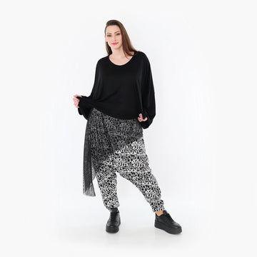  Haremshose von AKH Fashion aus Viskose, 1475.06992, Schwarz/Weiß, Buchstaben, Ausgefallen