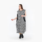  Ballonkleid von AKH Fashion aus Viskose, 1475.07058, Schwarz/Weiß, Buchstaben, Schick