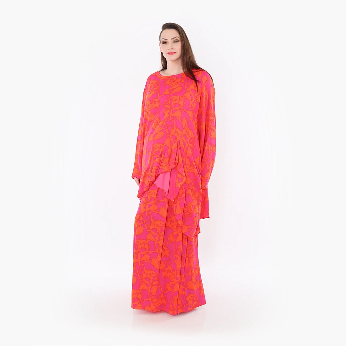A-Form Bigshirt von AKH Fashion aus Viskose, 1476.06911, Fuchsia/Orange, Batik, Ausgefallen