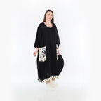  Ballonkleid von AKH Fashion aus Baumwolle, 1477.07071, Schwarz/Ecru, Ausgefallen, Zeitlos