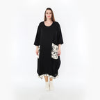  Ballonkleid von AKH Fashion aus Baumwolle, 1477.07071, Schwarz/Ecru, Ausgefallen, Zeitlos