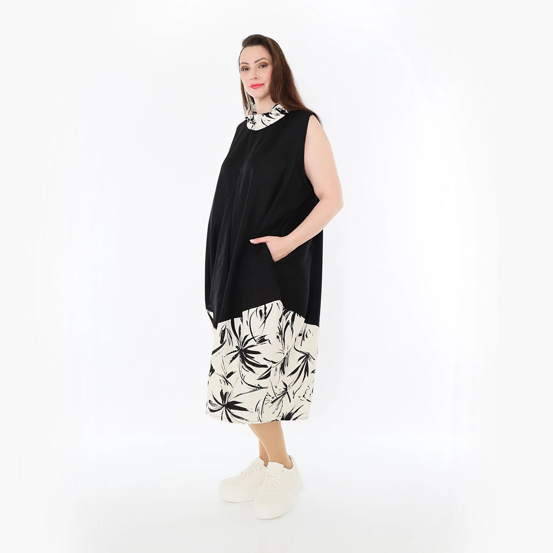  Ballon Tunika von AKH Fashion aus Baumwolle, 1477.07072, Schwarz/Ecru, Ausgefallen, Schick