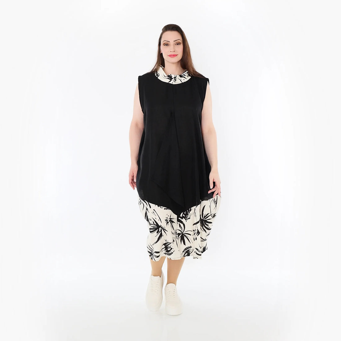  Ballon Tunika von AKH Fashion aus Baumwolle, 1477.07072, Schwarz/Ecru, Ausgefallen, Schick