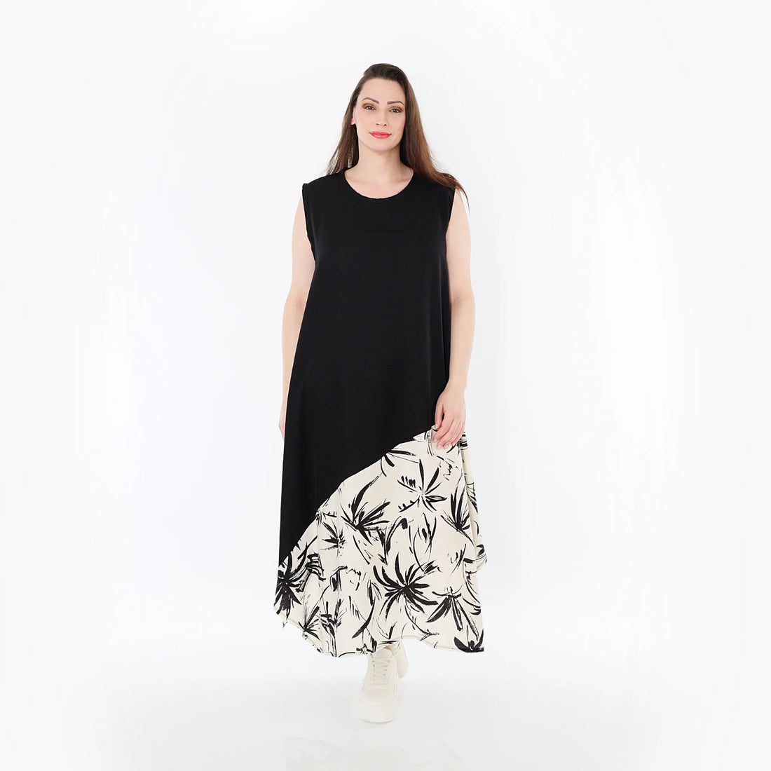  A-Form Tunika von AKH Fashion aus Baumwolle, 1477.07073, Schwarz/Ecru, Ausgefallen, Schick