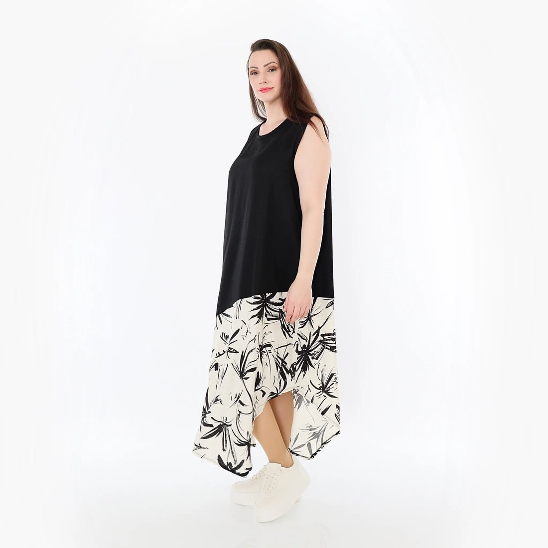  A-Form Tunika von AKH Fashion aus Baumwolle, 1477.07073, Schwarz/Ecru, Ausgefallen, Schick