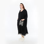  Ballonkleid von AKH Fashion aus Baumwolle, 1478.07071, Schwarz/Ecru, Ausgefallen, Zeitlos