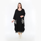  Ballonkleid von AKH Fashion aus Baumwolle, 1478.07071, Schwarz/Ecru, Ausgefallen, Zeitlos