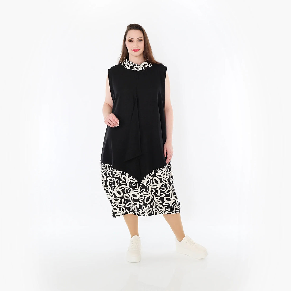  Ballon Tunika von AKH Fashion aus Baumwolle, 1478.07072, Schwarz/Ecru, Ausgefallen, Schick