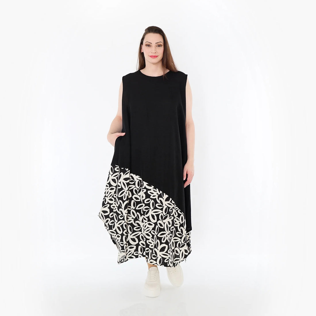  A-Form Tunika von AKH Fashion aus Baumwolle, 1478.07073, Schwarz/Ecru, Ausgefallen, Schick