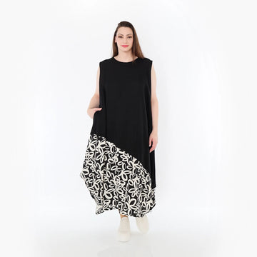  A-Form Tunika von AKH Fashion aus Baumwolle, 1478.07073, Schwarz/Ecru, Ausgefallen, Schick