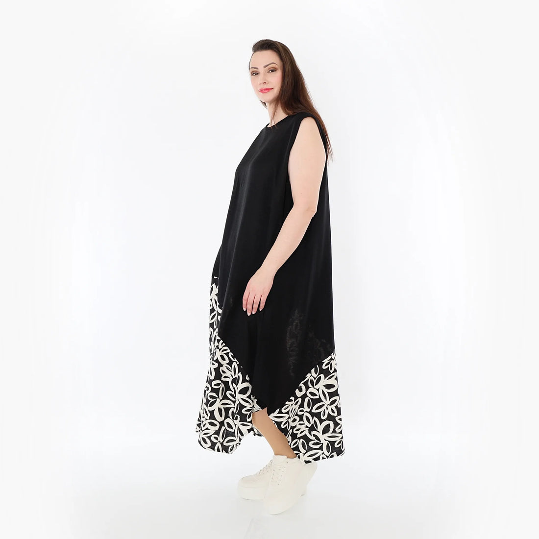  A-Form Tunika von AKH Fashion aus Baumwolle, 1478.07073, Schwarz/Ecru, Ausgefallen, Schick