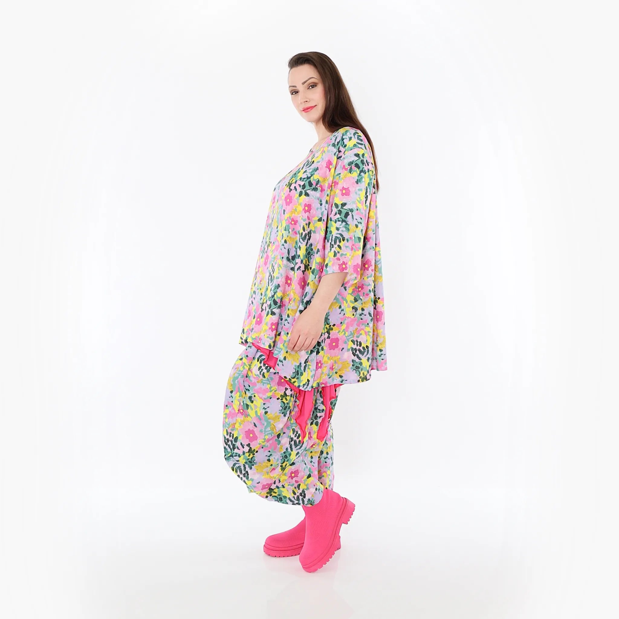  A-Form Bigshirt von AKH Fashion aus Viskose, 1479.00593, Multicolor, Blumen, Ausgefallen