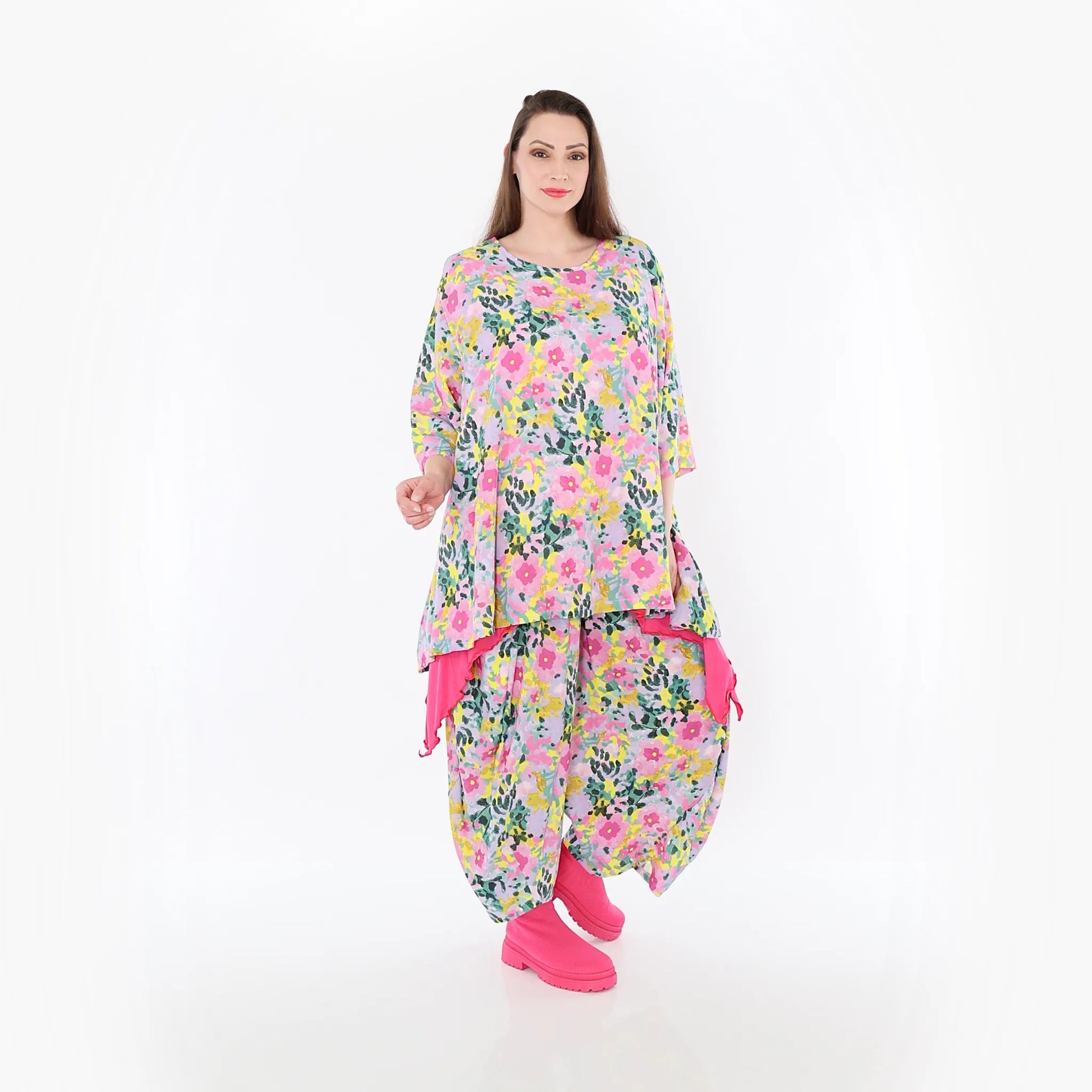  A-Form Bigshirt von AKH Fashion aus Viskose, 1479.00593, Multicolor, Blumen, Ausgefallen