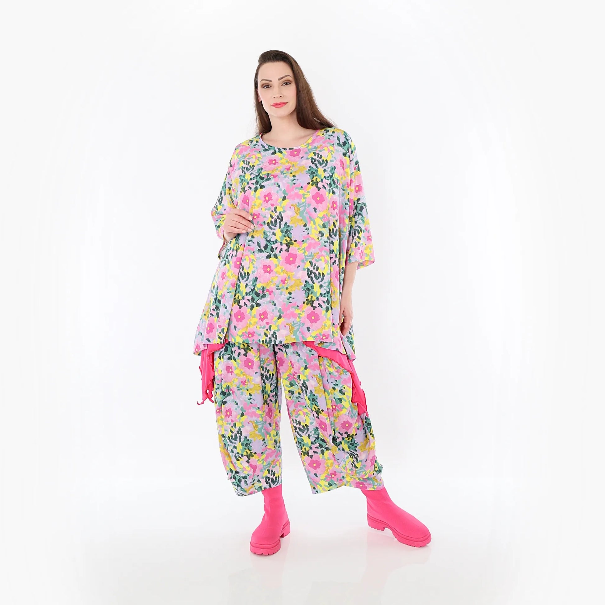  A-Form Bigshirt von AKH Fashion aus Viskose, 1479.00593, Multicolor, Blumen, Ausgefallen