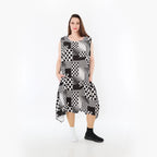  Ballonkleid von AKH Fashion aus Viskose, 1481.04489, Schwarz/Weiß, Punkte, Ausgefallen